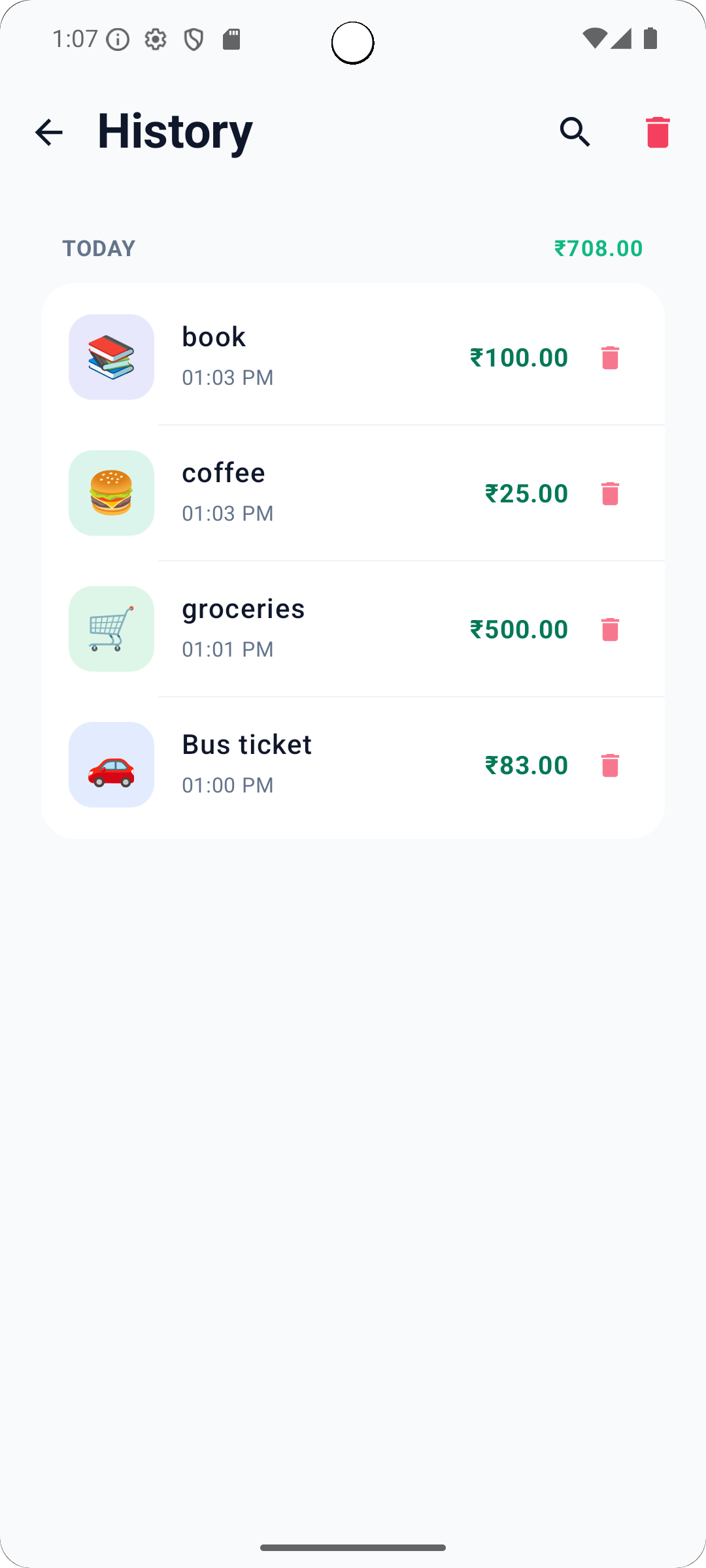 Expense Transaction Log History